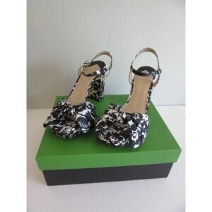 KATE SPADE Lucie Tropical Platform Block Heel Size 10 Square Open Toe Shoes